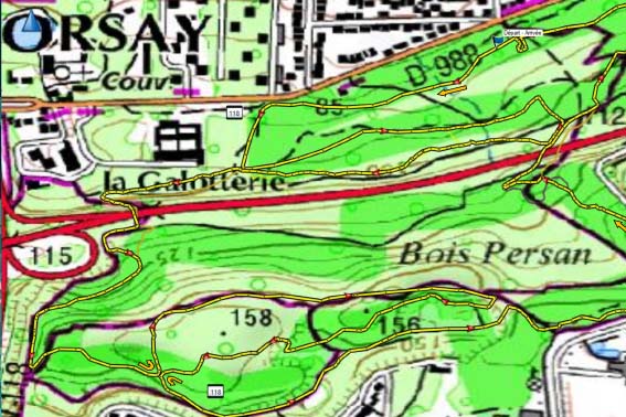 ACO Affiche Parcours du VTT tour FSGT 2025 au bois Persan SITE